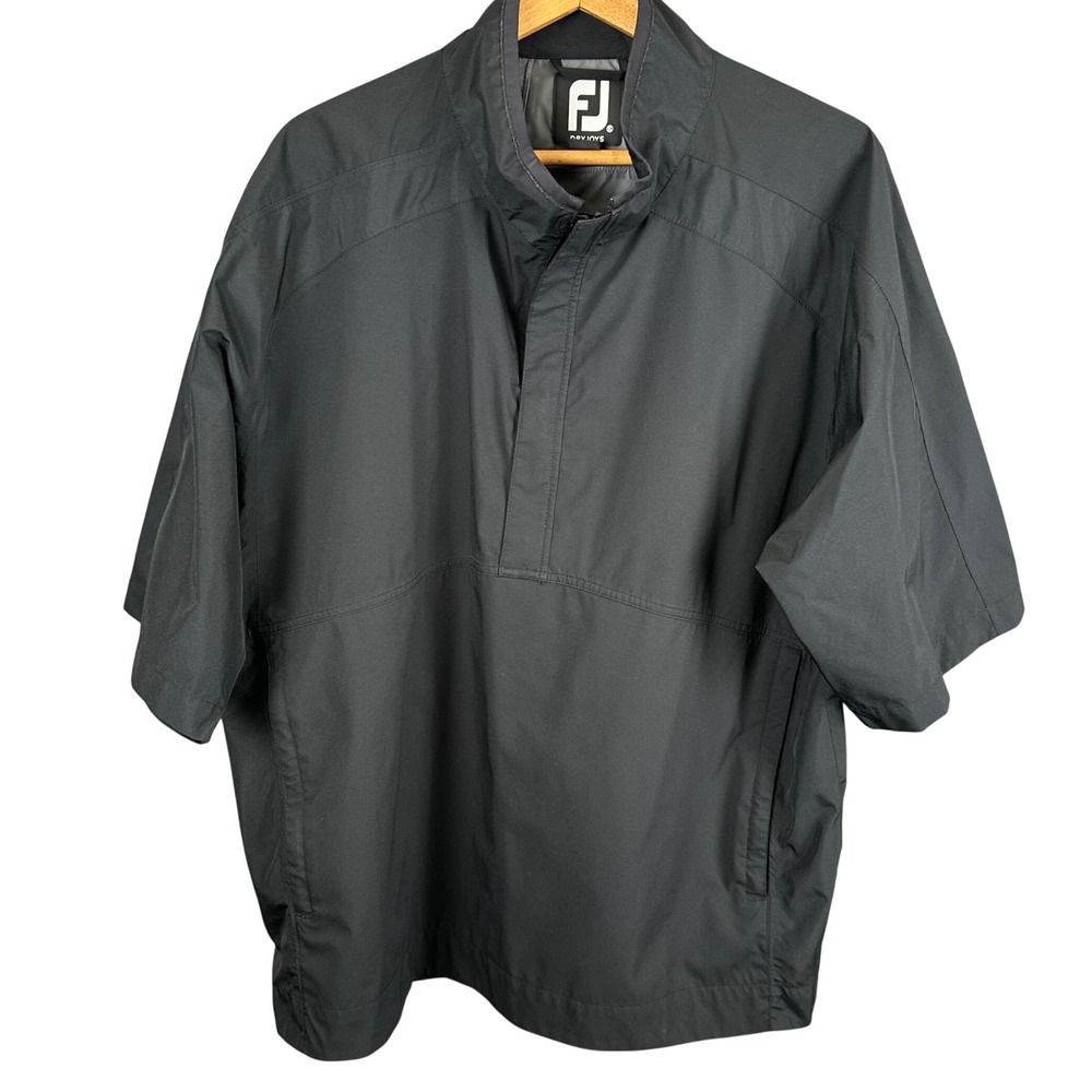 FootJoy DryJoys Mens XL Black Short Sleeve Quarter Zip Golf Windbreaker Pullover